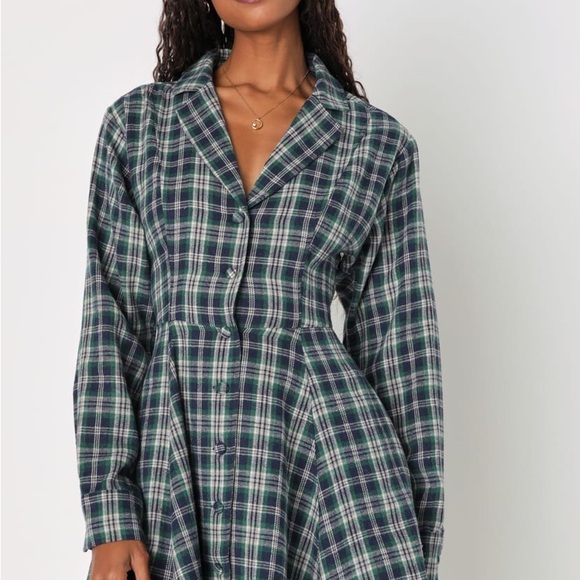 Lulus Dresses & Skirts - Blue green plaid lulus dress small